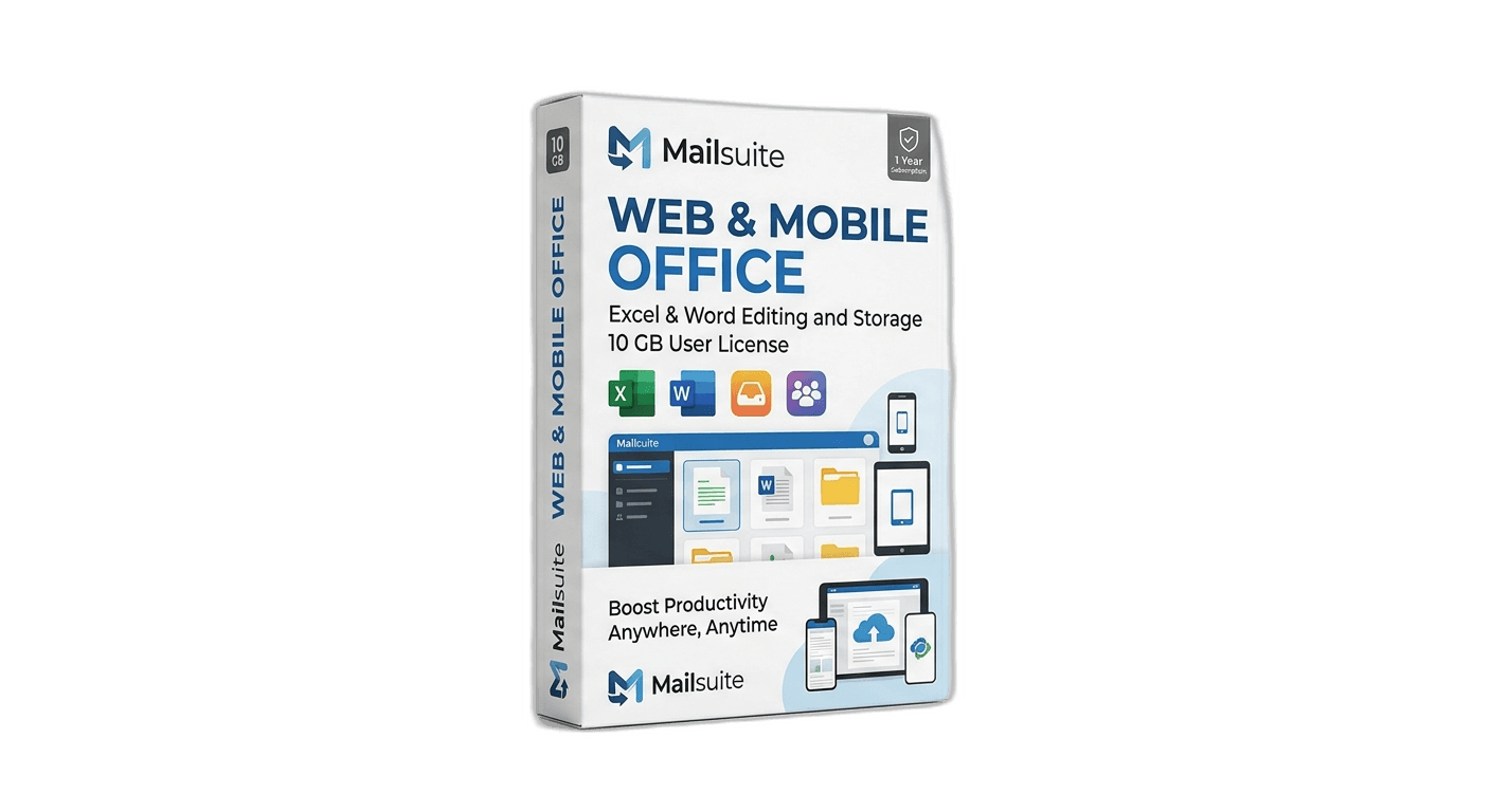 Mailsuite Web & Mobile Office: Excel & Word editing and storage 20 GB User